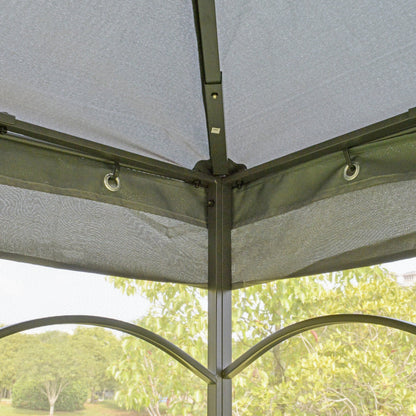 Outsunny 3 X 3 M Garden Gazebo Double Top في الهواء الطلق المظلة الفناء الحدث حفل زفاف خيمة الفناء الخلفي الشمس الظل مع شبكة الستار - رمادي