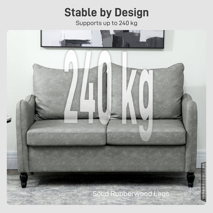 HOMCOM Faux Leather Marble-Effect Two-Seater Sofa - Grey