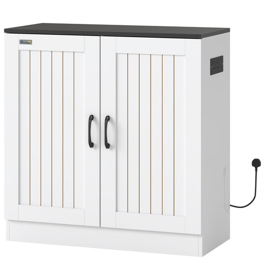 PawHut Fish Tank Stand, 20-29 Gallon Aquarium Stand with Cabinet Storage, Power Outlets and Anti-Tip Kit, White