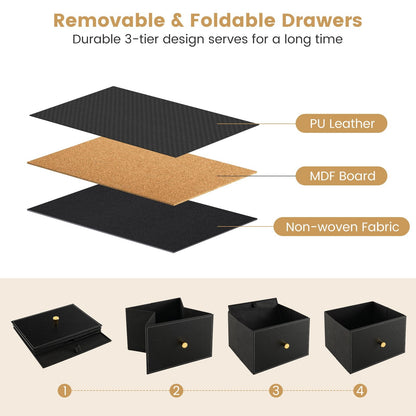 Fabric Dresser Tower for Bedroom with Drawers and Metal Frame-2-Tier