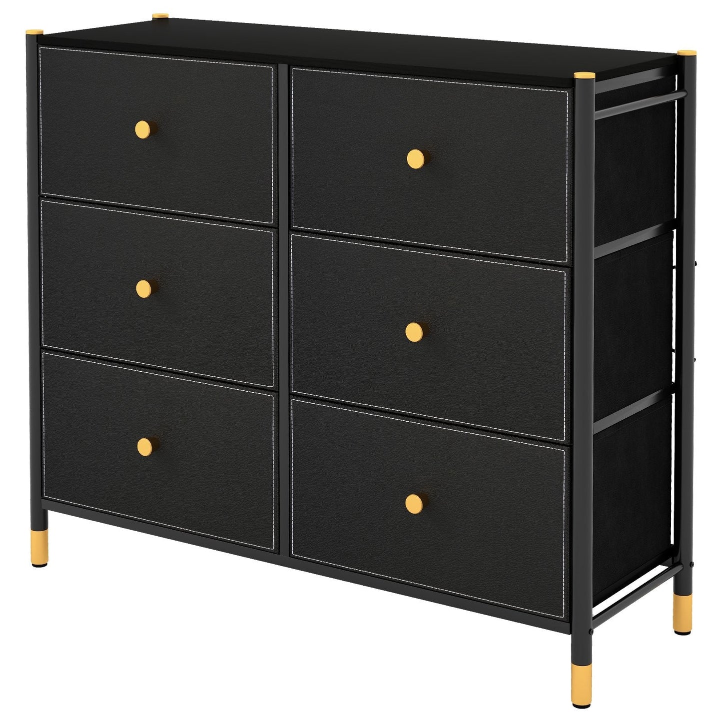 Fabric Dresser Tower for Bedroom with Drawers and Metal Frame-3-Tier