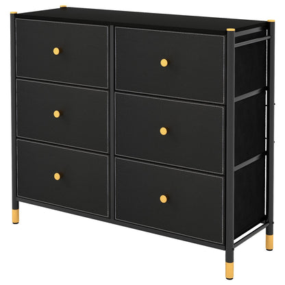 Fabric Dresser Tower for Bedroom with Drawers and Metal Frame-3-Tier