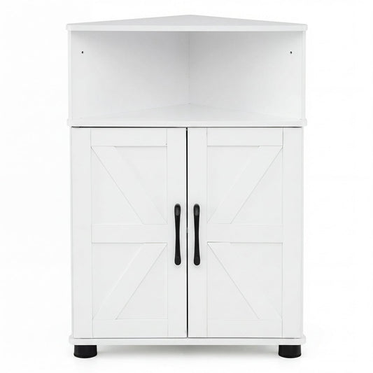 Farmhouse Bathroom Corner Storage Cabinet-White