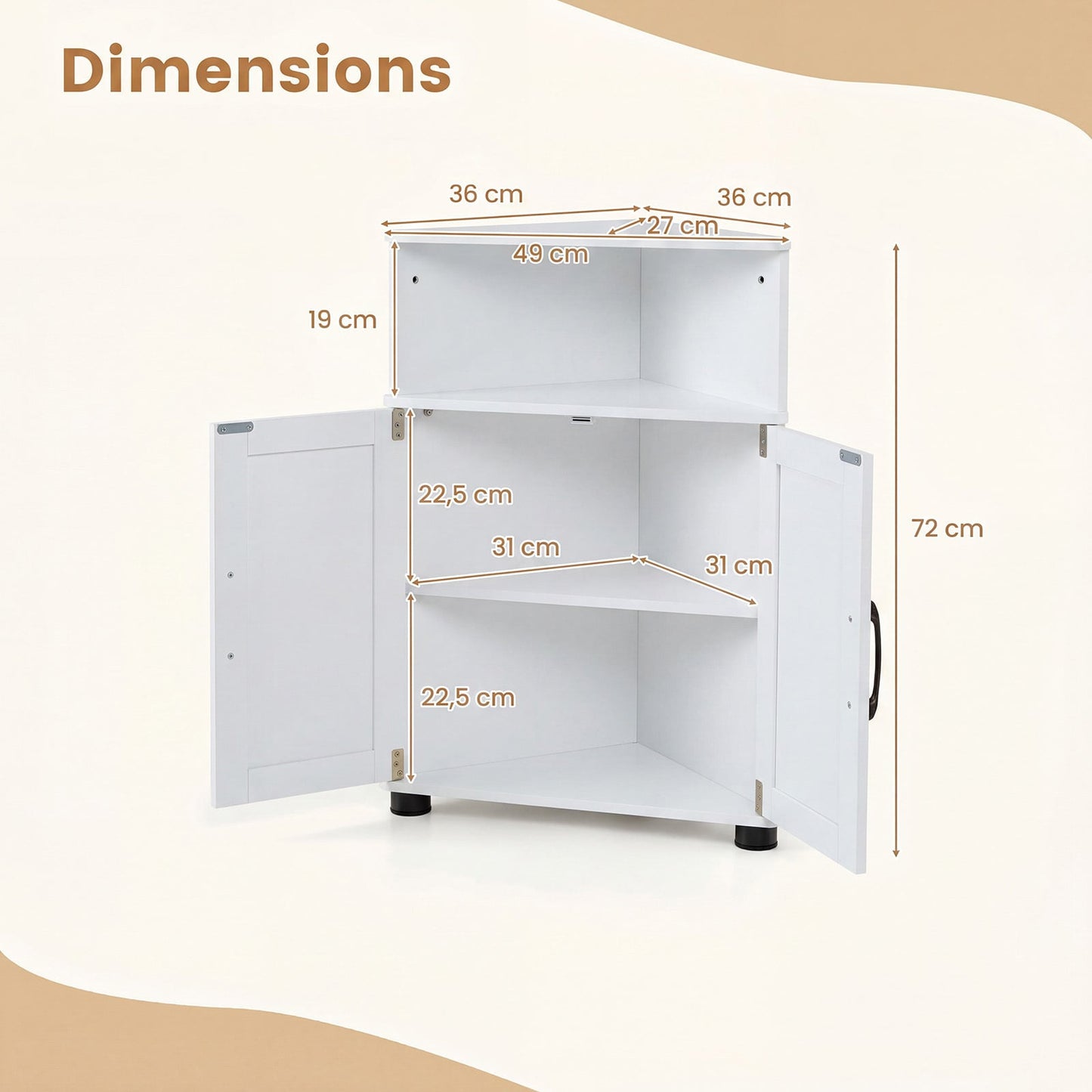 Farmhouse Bathroom Corner Storage Cabinet-White