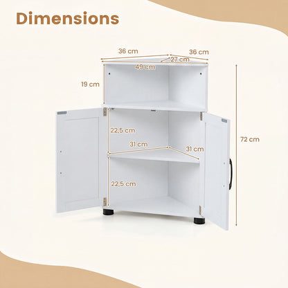 Farmhouse Bathroom Corner Storage Cabinet-White
