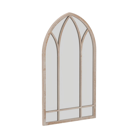 Farmhouse Window Pane Mirror Large Arched Wall Mounted Mirror with Metal Frame 83 x 48 cm-Grey