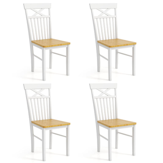 Farmhouse Dining Chair Set of 4 Wooden Kitchen Chair with Rubber Wood Frame