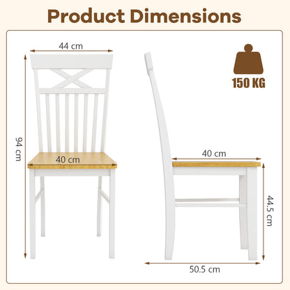 Farmhouse Dining Chair Set of 4 Wooden Kitchen Chair with Rubber Wood Frame