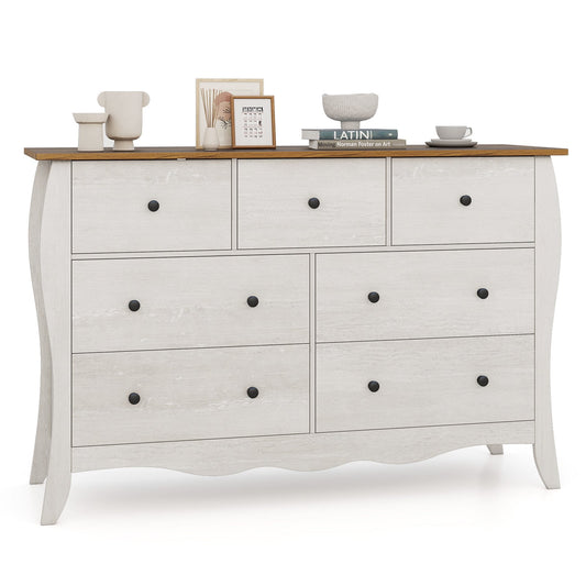 Farmhouse Dresser for Bedroom with 3 Folding Fabric Drawers-Grey