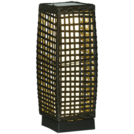 Outsunny Outdoor Rattan Solar Lantern, Brushed PE Wicker Patio Garden Lantern z automatycznym włączaniem/wyłączaniem Solar Powered LED Lights do użytku wewnątrz i na zewnątrz, na werandzie, podwórku, trawniku, dziedzińcu, w kolorze szarym