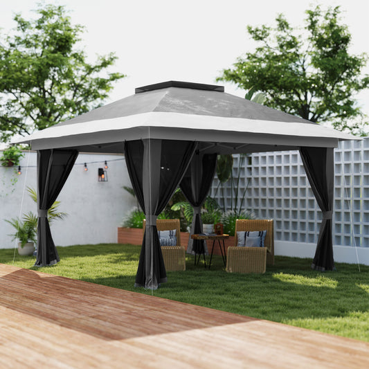 Altana rozkładana Outsunny 3,6 x 3,6 m z akcesoriami – szara
