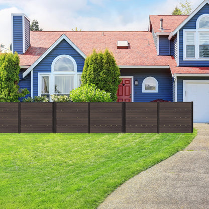 Outdoor Privacy Fence Screen with 5 Ground Stakes for Garden Yard Patio-Brown