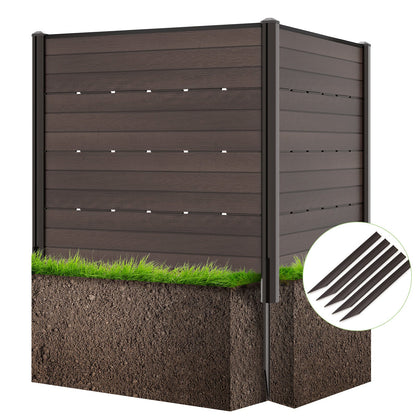 Outdoor Privacy Fence Screen with 5 Ground Stakes for Garden Yard Patio-Brown