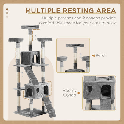 PawHut Cat Tree Scratching House, Activity Play Centre