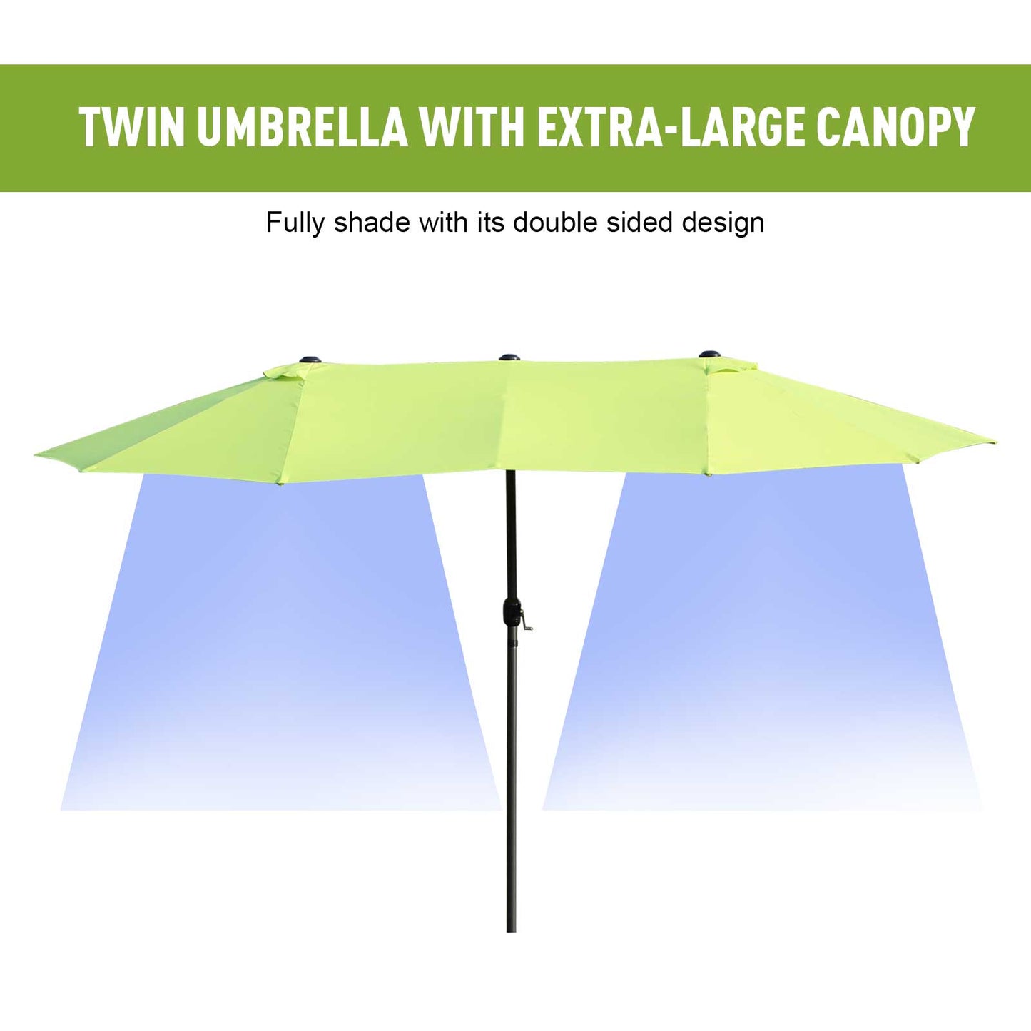 Outsunny 4.6m Garden Parasol Double-Sided Sun Umbrella Patio Market Shelter Canopy Shade Outdoor Grass Green - NO BASE