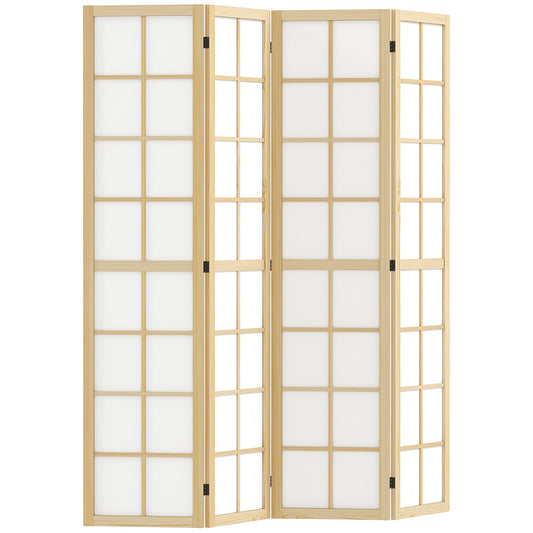 HOMCOM 4 Panel Folding Room Divider, Freestanding Room Separator, Indoor Privacy Screen for Living Room, Bedroom, 160 x 170cm