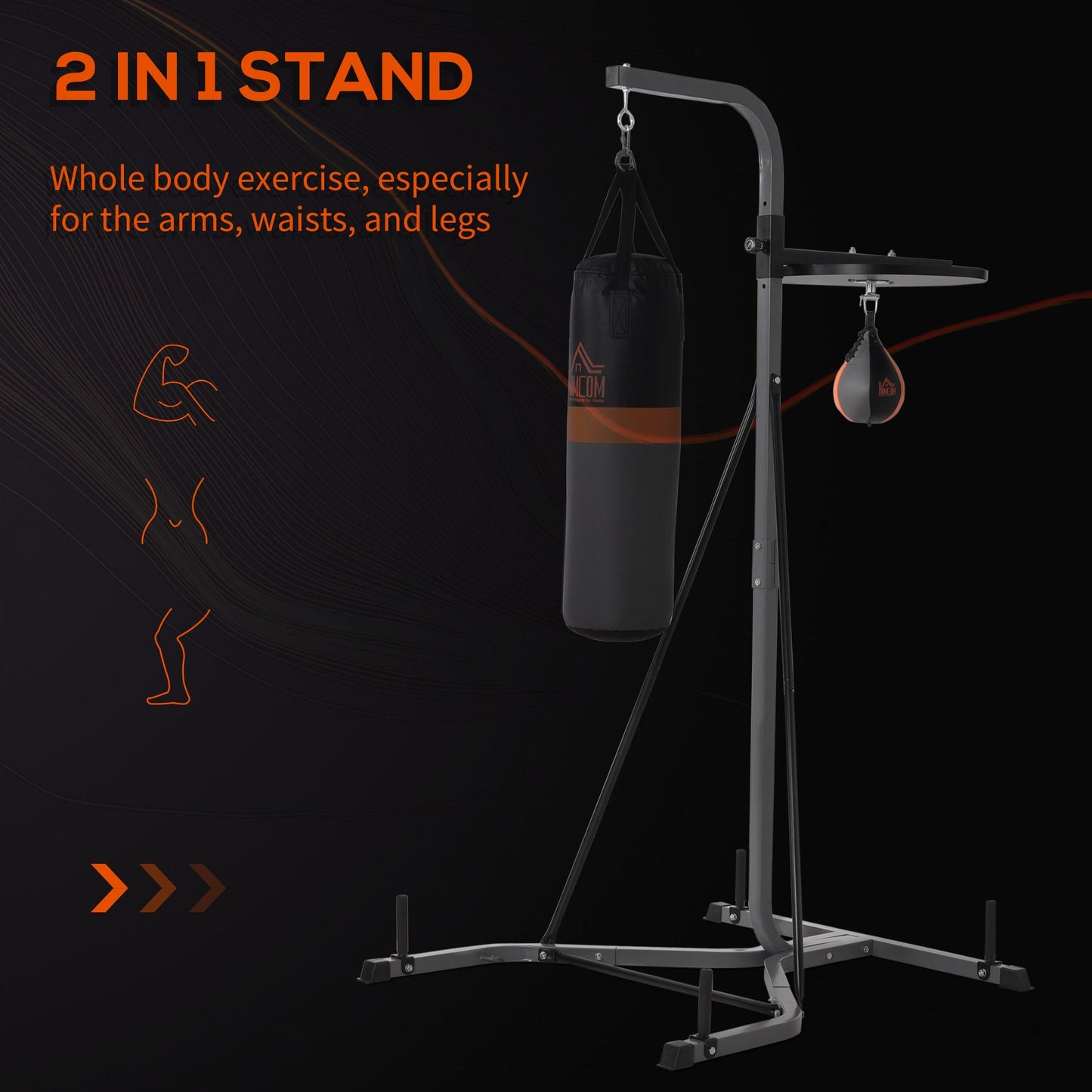 HOMCOM Freestanding Boxing Punch Bag & Speed Ball Station Hanging Frame Training Exercise Platform Home Gym Heavy Duty