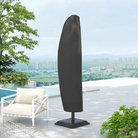 Outsunny Parasol Cover, 600D Oxford Cantilever Umbrella Cover Fit for 2-4m Parasol, Banana Umbrella Protector with Zipper for Outdoor Garden, Patio, Black