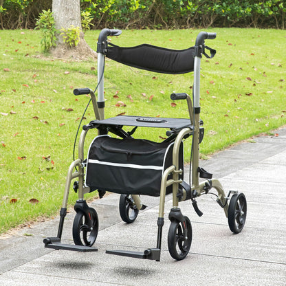 Wózek inwalidzki HOMCOM Rollator Walker z hamulcami i torbą – żółty/zielony