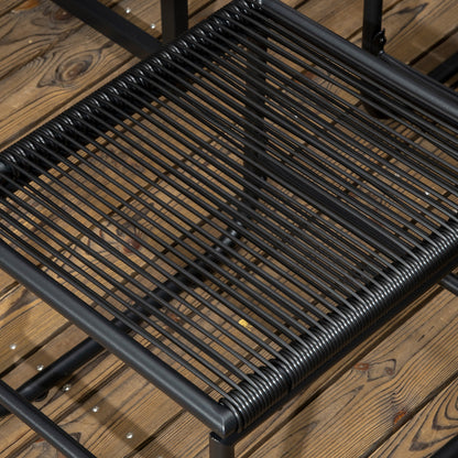 طقم طعام Outsunny Patio مكون من 11 قطعة من PE Rattan، طقم طاولات وكراسي مستديرة من الخوص للحديقة يتسع لـ 10 مقاعد، مع سطح بلاستيكي من الخشب الحبيبي، تصميم موفر للمساحة باللون الأسود