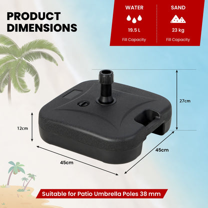 Fillable Patio Umbrella Base Stand Up to 30 kg for Yard-Black