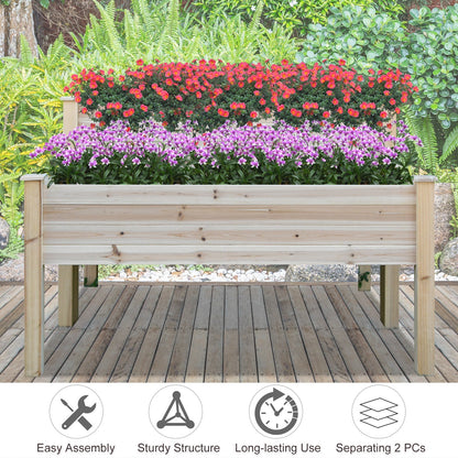 Outsunny 2-Piece Solid Fir Wood Plant Raised Bed Flower Vegetable Herb Grow Box Stand Garden Step Planter Stand Free Combination