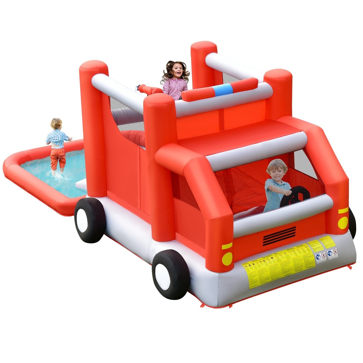 Firefighting-Themed Inflatable Water Park with Slide