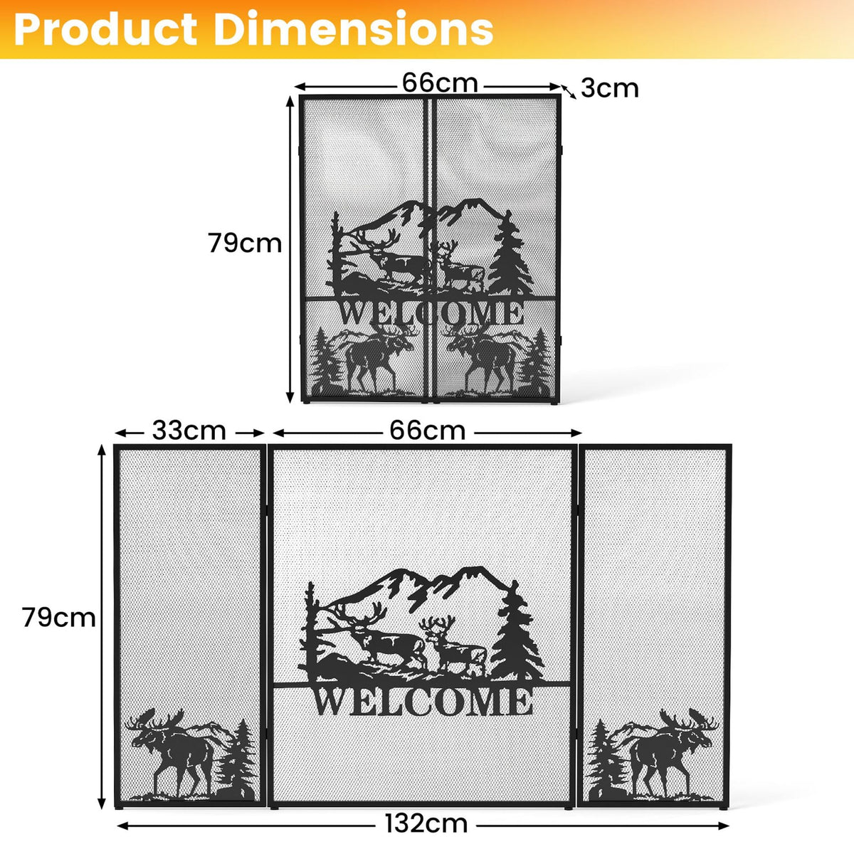 Fireplace Screen and Firewood Log Rack Set for Home