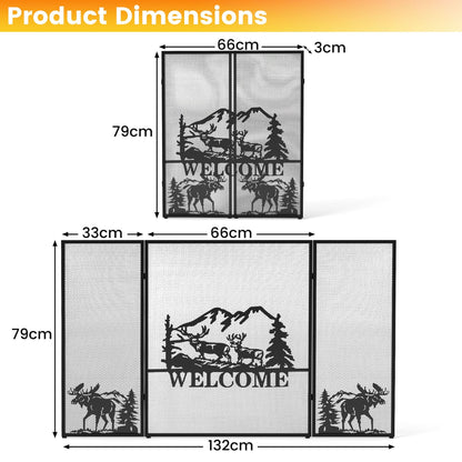Fireplace Screen and Firewood Log Rack Set for Home