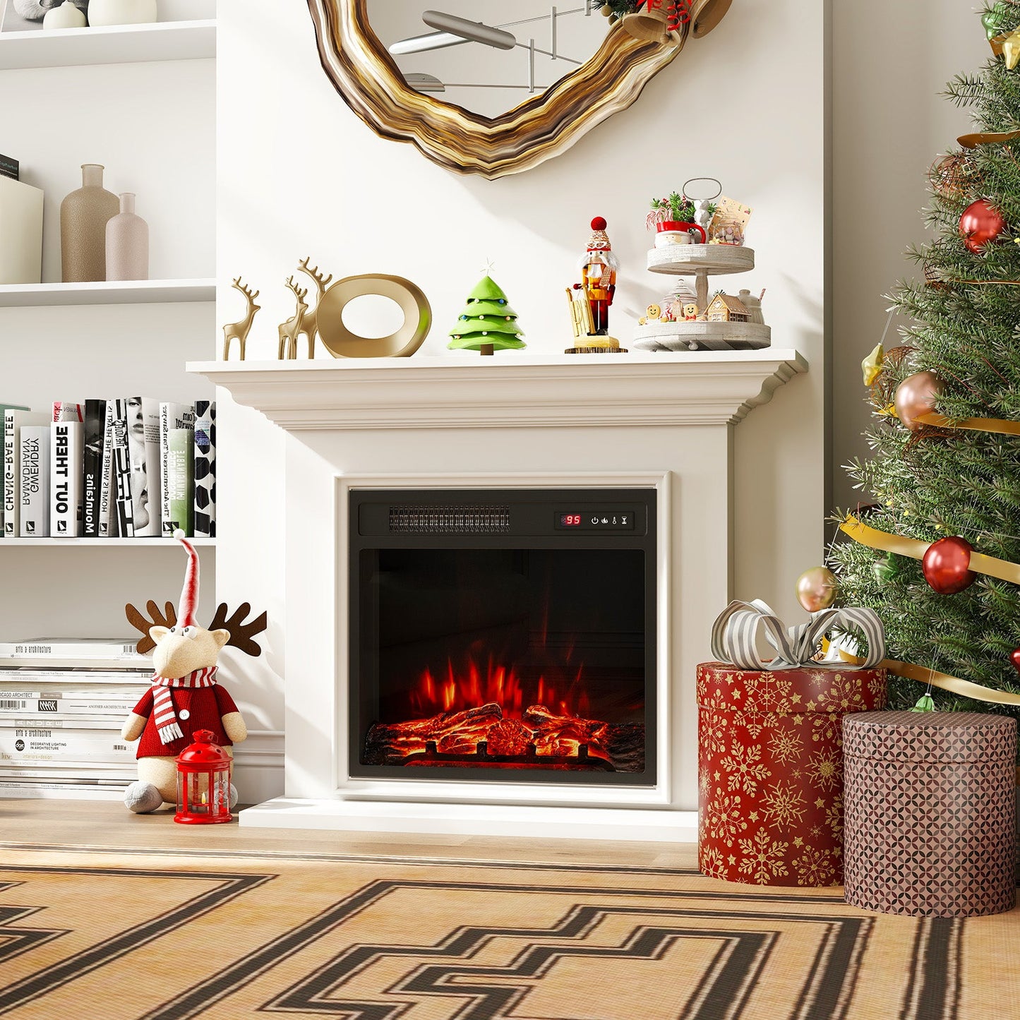 18 Inch Electric Fireplace Insert 750W/1500W Fireplace Heater with Remote Control