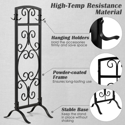 5-Piece Fireplace Tool Set with Tong, Brush, Shovel, Poker, Stand