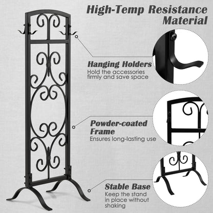 5-Piece Fireplace Tool Set with Tong, Brush, Shovel, Poker, Stand