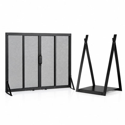Firewood Log Rack with Solid Bottom Panel and Fireplace Screen