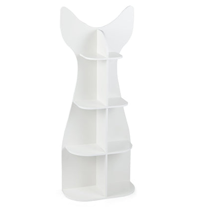 Fish-Shaped Kids Bookshelf with Open Shelves for Playroom-White