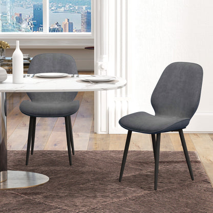 HOMCOM Velvet Dining Chairs, Set of 2 Dining Room Chairs with Metal Legs for Living Room, Dining Room, Grey