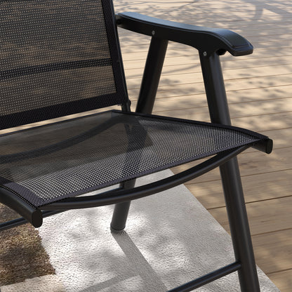 Outsunny Set of Four Folding Garden Chairs - Black