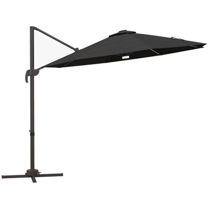 Parasol Outsunny Cantilever z oświetleniem LED i podstawą krzyżową - ciemnoszary