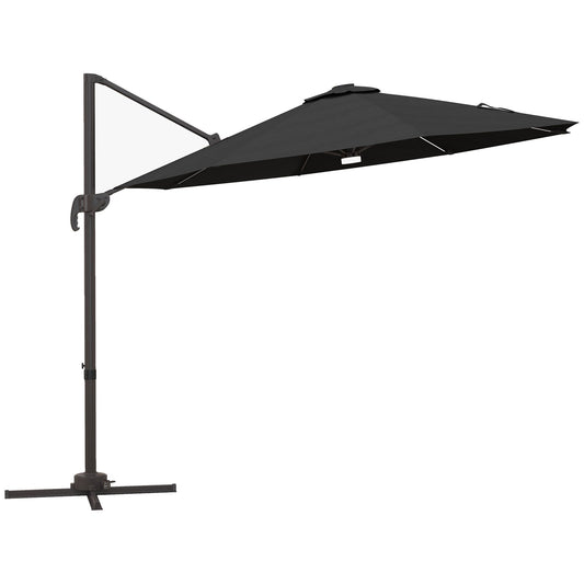 Parasol Outsunny Cantilever z oświetleniem LED i podstawą krzyżową - ciemnoszary
