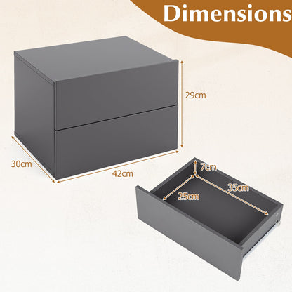 Floating Nightstand with Storage Drawers Wall Mounted for Living Room Bedroom-Gtey
