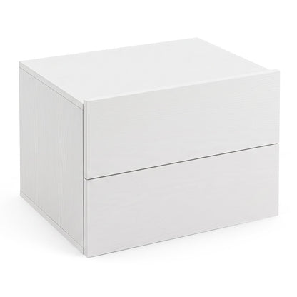 Floating Nightstand with Storage Drawers Wall Mounted for Living Room Bedroom-White