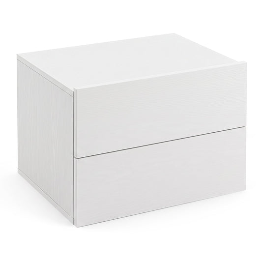 Floating Nightstand with Storage Drawers Wall Mounted for Living Room Bedroom-White
