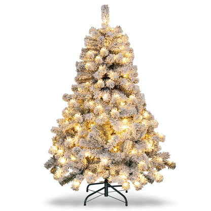 4.5 Feet Flocked Christmas Tree with 295 Tips and 150 LED Lights
