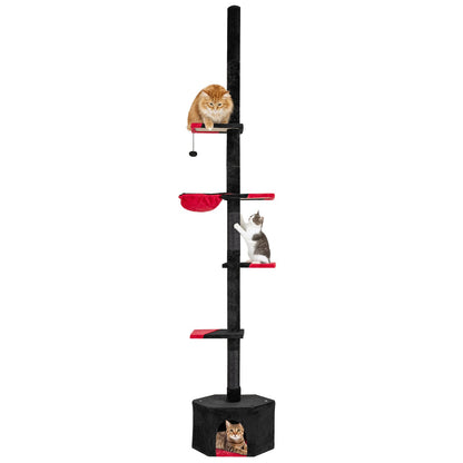 Floor to Ceiling Gothic Cat Tree 245-300 CM Adjustable-Black