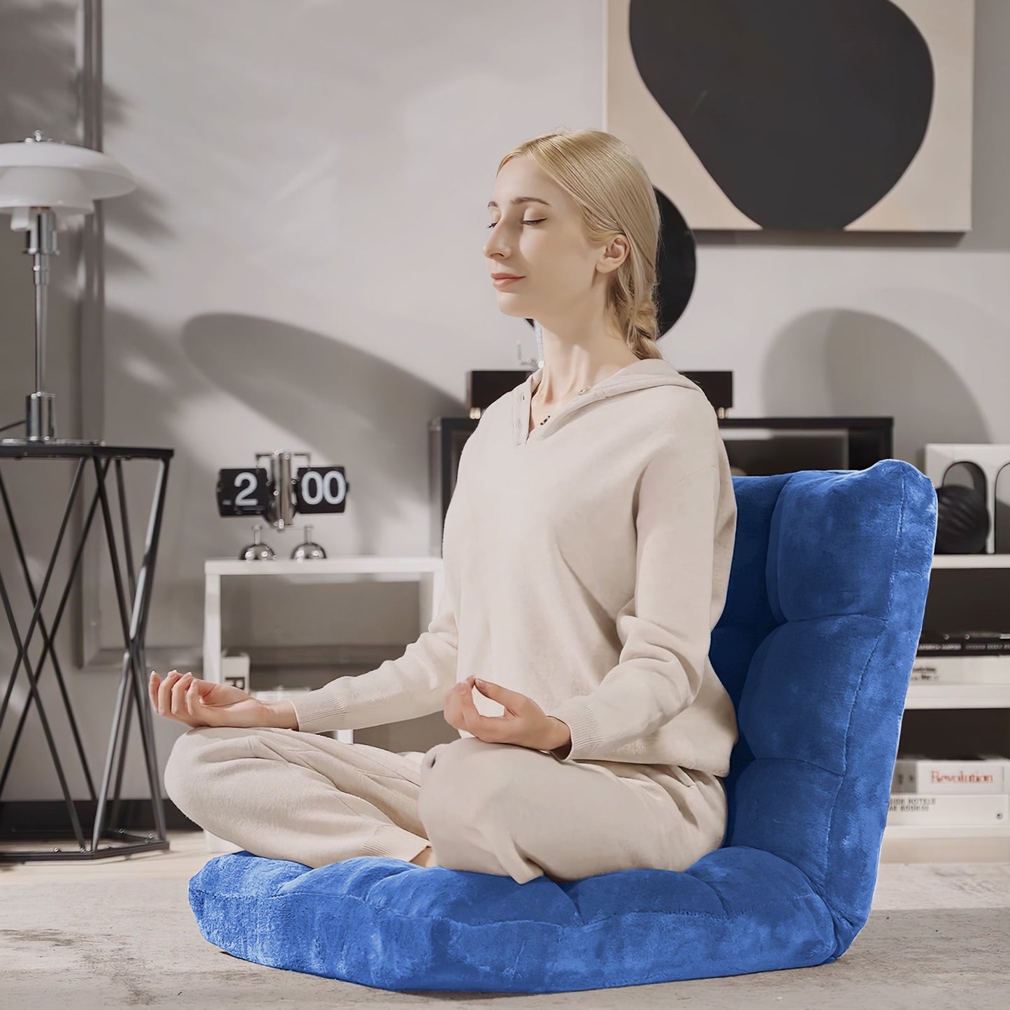 Floor chair adjustable Floor chair with backrest Floor cushion 105 x 56 x 15 cm Blue