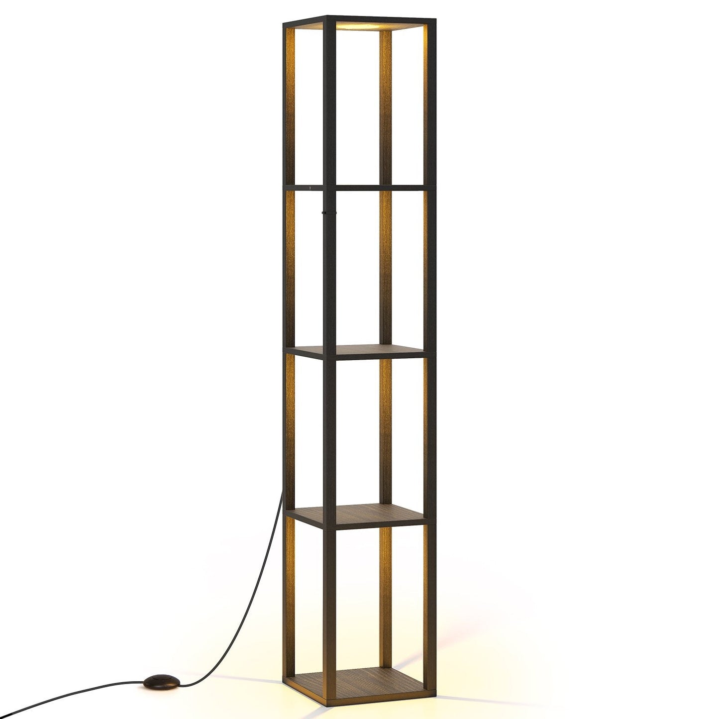Floor Lamp with Shelves and 3-Way Dimmable LED Lights