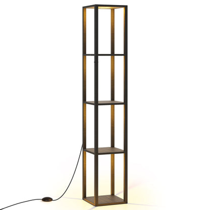 Floor Lamp with Shelves and 3-Way Dimmable LED Lights
