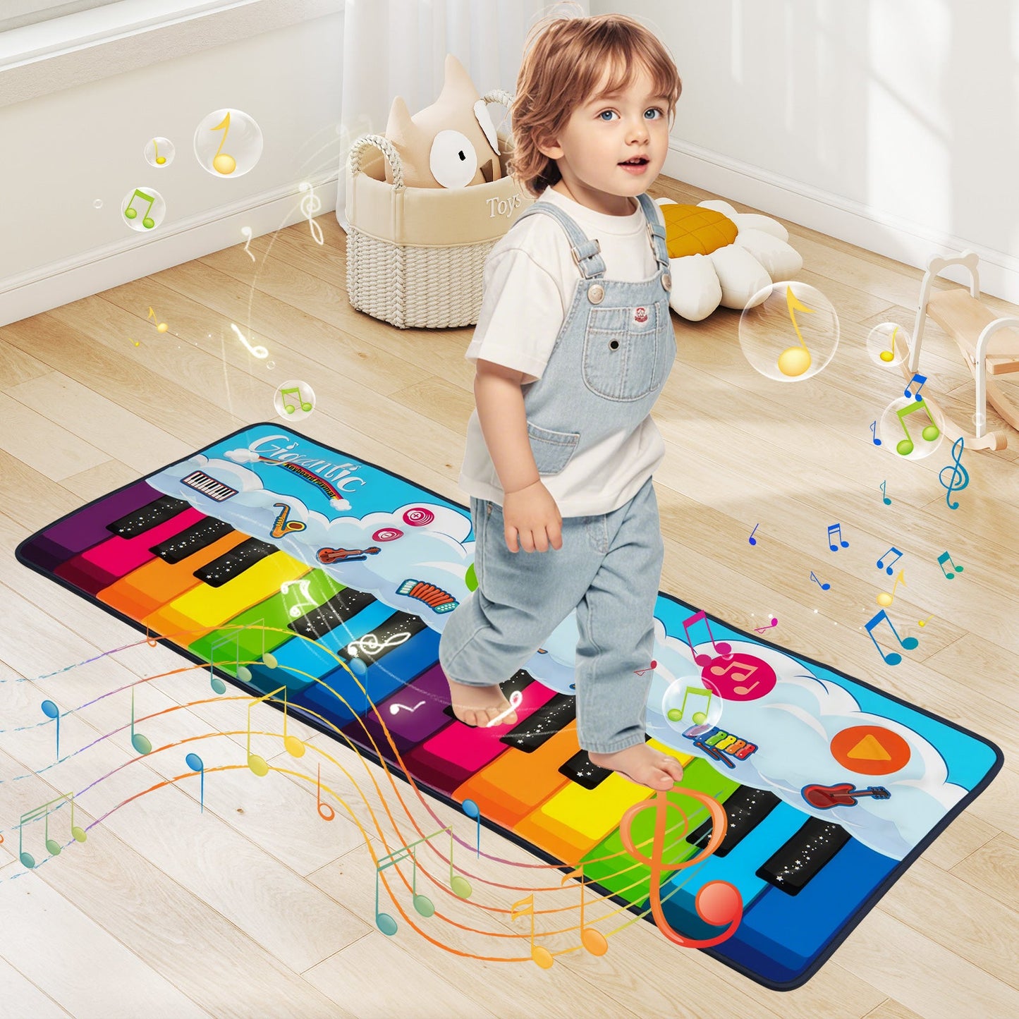 Floor Piano Dance Mat with 8 Instrument Sounds and Built-in Music-S