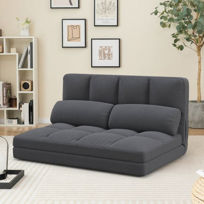 Floor Sofa Bed with 6 Positions Adjustable Backrest, Skin-friendly Velvet Cover-Dark Gray