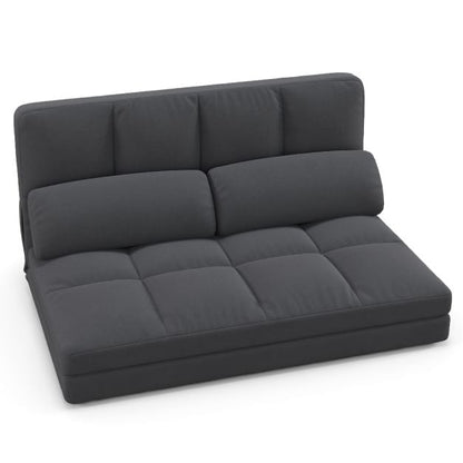 Floor Sofa Bed with 6 Positions Adjustable Backrest, Skin-friendly Velvet Cover-Dark Gray
