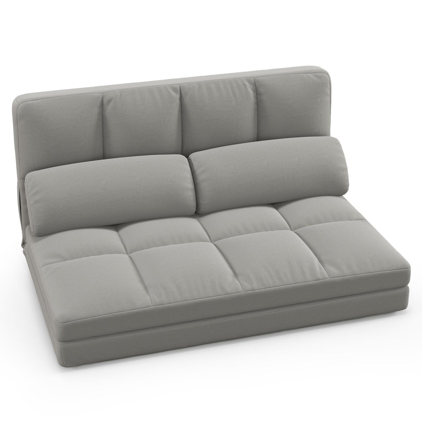 Floor Sofa Bed with 2 Pillows and Positions Adjustable Backrest-Grey